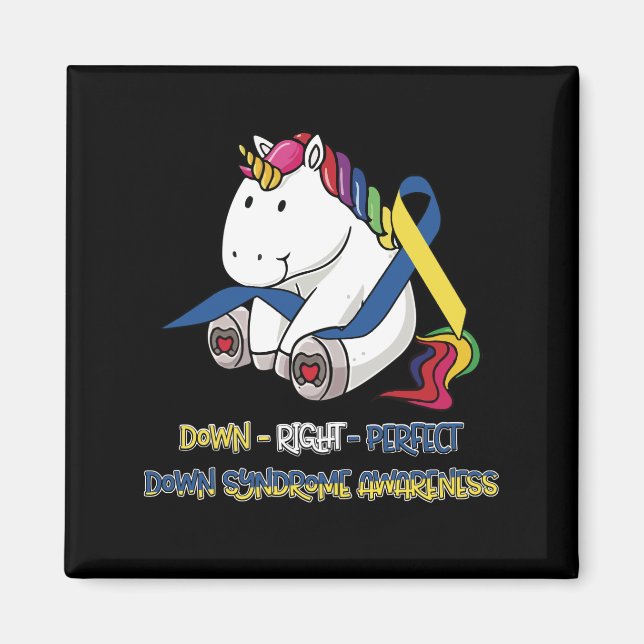 Unicorn Down Höger Perfec Down Syndrome Awareness Magnet (Framsidan)