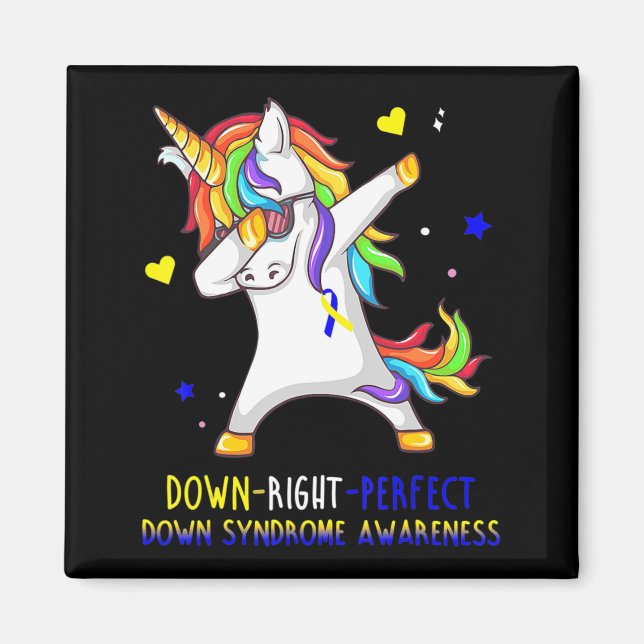 Unicorn Down Höger Perfekt Down Syndrome Awarenes Magnet (Framsidan)
