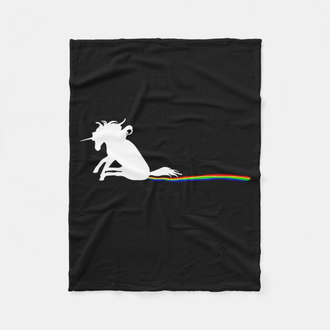 Unicorn Dragging Rainbows Funny Adult S  Fleecefilt (Framsidan)
