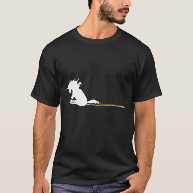 Unicorn Dragging Rainbows Funny Adult S  T Shirt (Framsida)