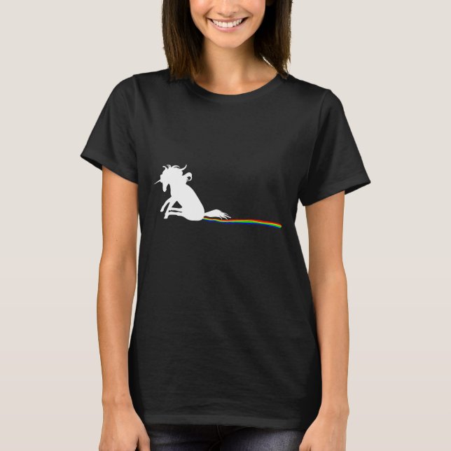 Unicorn Dragging Rainbows Funny Adult S  T Shirt (Framsida)