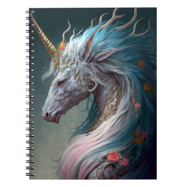 Unicorn Dragon Fantasy Art Anteckningsbok (Framsidan)