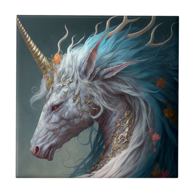 Unicorn Dragon Fantasy Art Kakelplatta (Framsidan)