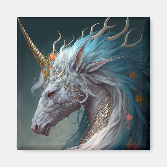 Unicorn Dragon Fantasy Art Magnet (Framsidan)