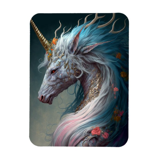 Unicorn Dragon Fantasy Art Magnet (Vertikal)