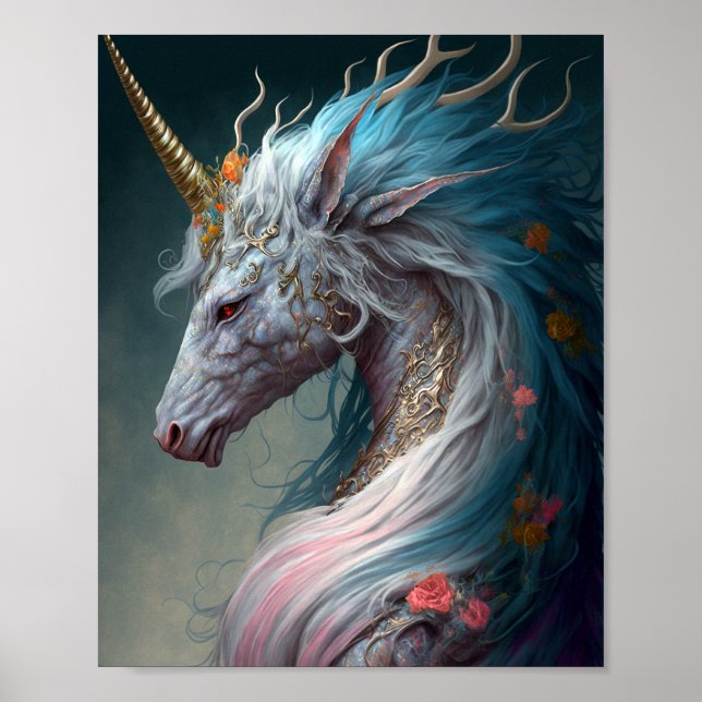 Unicorn Dragon Fantasy Art Poster (Framsidan)