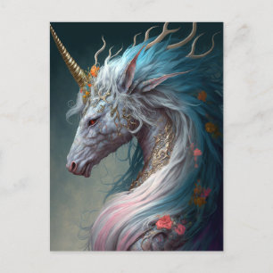 Unicorn Dragon Fantasy Art Vykort