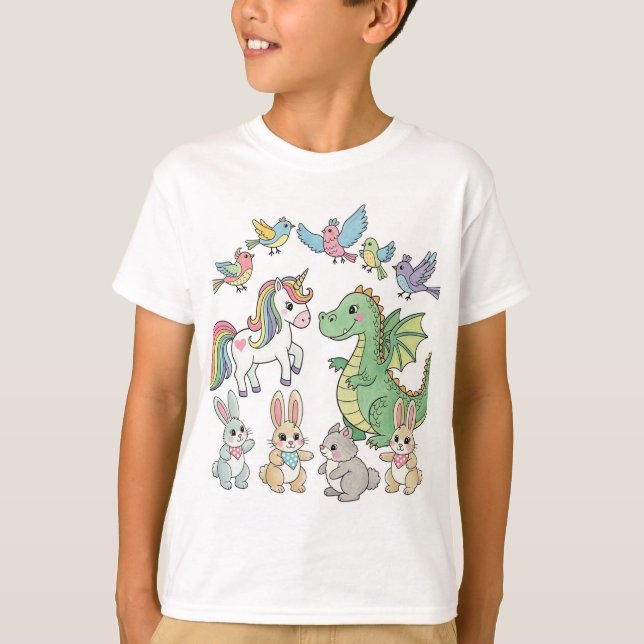 Unicorn & Dragon Tee for Kids – Double Design! (Framsida)