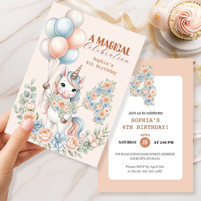 Unicorn Dreams Birthday Invitation Inbjudningar (Skapare uppladdad)