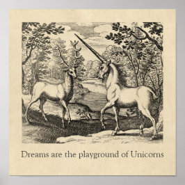 Unicorn Dreams Citote Medieval Art Poster