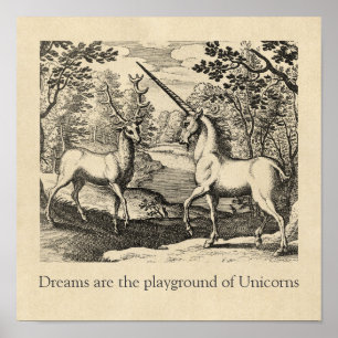 Unicorn Dreams Citote Medieval Art Poster