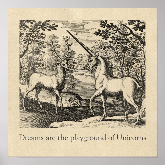 Unicorn Dreams Citote Medieval Art Poster (Framsidan)