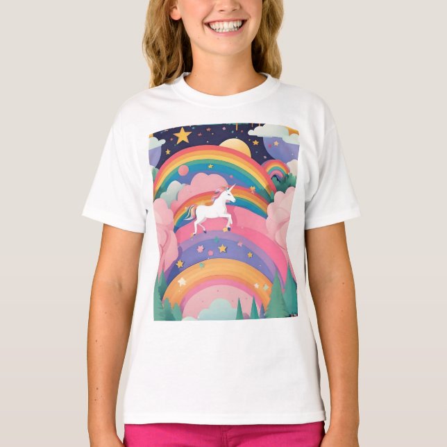 Unicorn Dreams: en magisk prans genom en pastel T Shirt (Framsida)