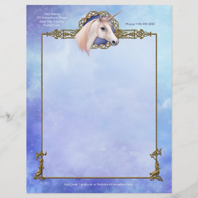 Unicorn Dreams Fantasy Letterhead Brevhuvud (Framsida)