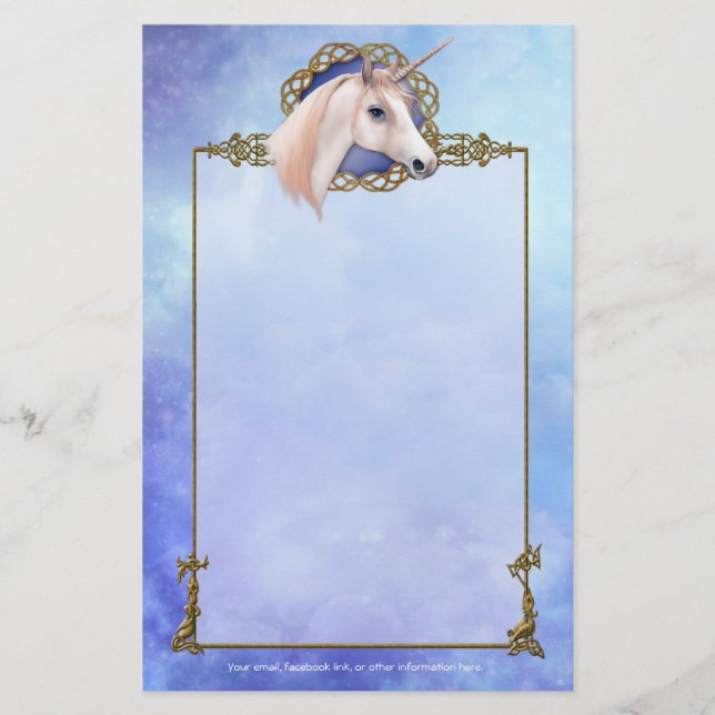 Unicorn Dreams Fantasy Stationery Brevpapper (Framsida)