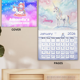 Unicorn Dreams Personalized Kids Calendar 2026 Kalender