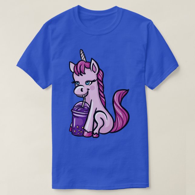 Unicorn Drinking Boba Mjölk Tea 1 T Shirt (Design framsida)