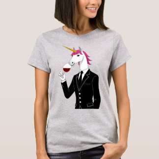 Unicorn Drinking Vin TShirt T Shirt