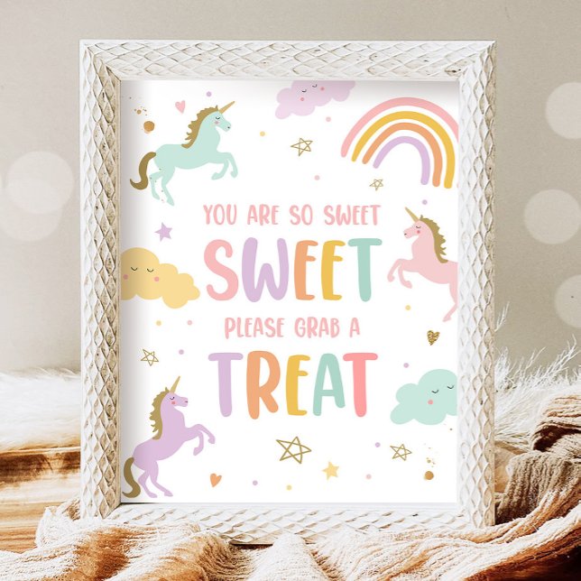 Unicorn du är Sweet ta en Treat Girl Birthday Poster (Skapare uppladdad)