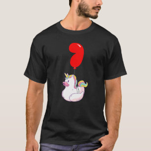Unicorn Duckie 7:e Birthday Kids Balloon Party T Shirt