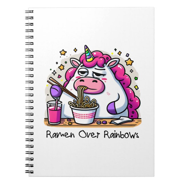 Unicorn Eating Ramen Anteckningsbok (Framsidan)