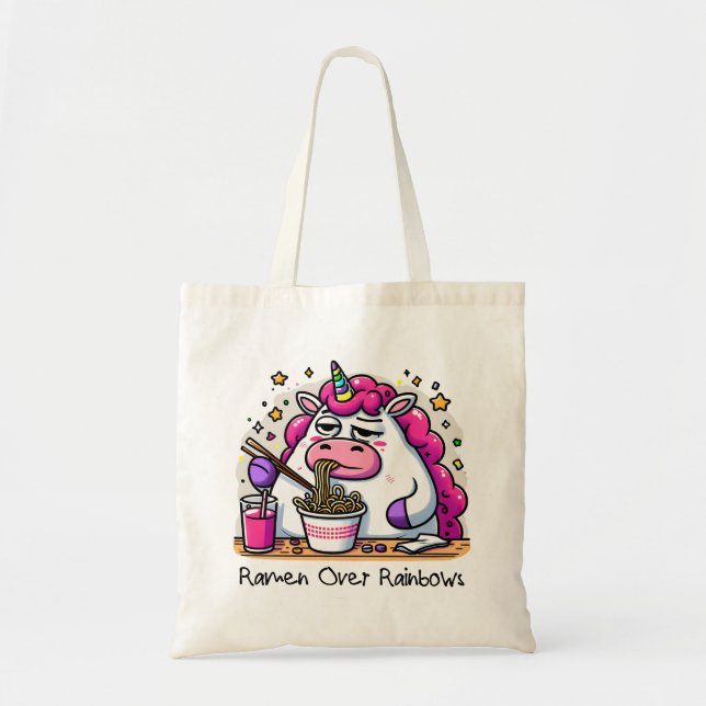 Unicorn Eating Ramen Tygkasse (Framsidan)