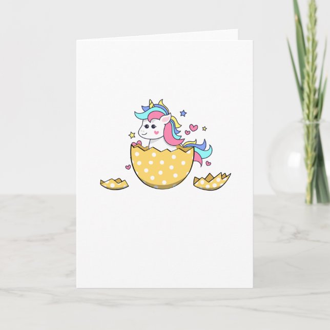 Unicorn Egg Påsk Cute Kids Girls Helgkort (Framsida)
