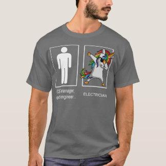 Unicorn Electrician Occupation Dab Pose T Shirt