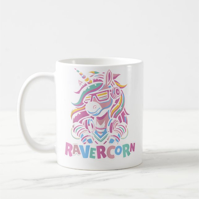 Unicorn Electro Clubbing Raver Hardtekk Techno Rav Kaffemugg (Vänster)