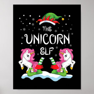 Unicorn Elf-gruppen matchar familje- och julgrisen Poster