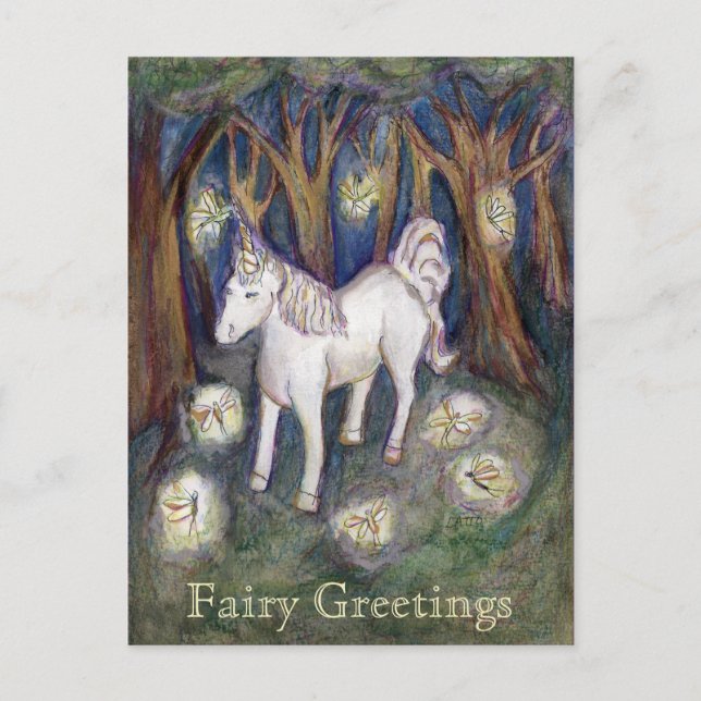 Unicorn Fairy Hälsning-anpassade vykort (Framsida)