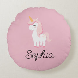 Unicorn, Fairy, Magic - Anpassat namn Rund Kudde