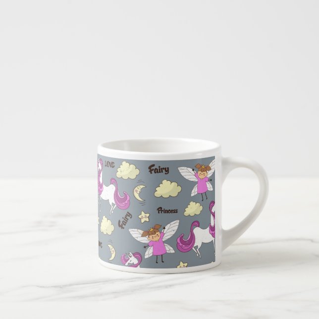 Unicorn Fairy Princess Kid-storleka Mugg Espressomugg (Höger)