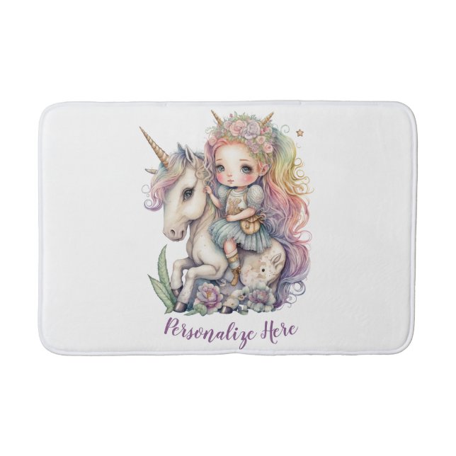 Unicorn Fairy Princess Rainbow Färg personalize Badrumsmatta (Framsidan)