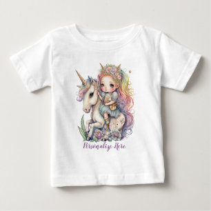 Unicorn Fairy Princess Rainbow Färg personalize T Shirt