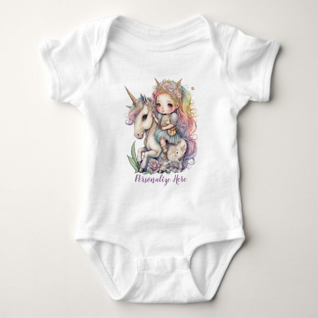Unicorn Fairy Princess Rainbow Färg personalize T Shirt (Framsida)