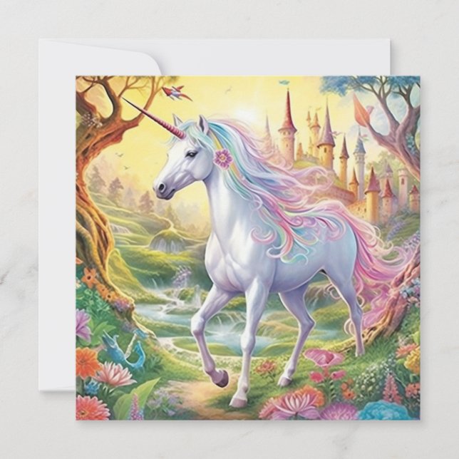 Unicorn Fairyland Anteckningskort (Framsida)