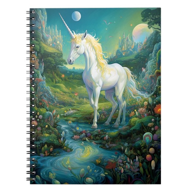 Unicorn Fantasy Art Anteckningsbok (Framsidan)