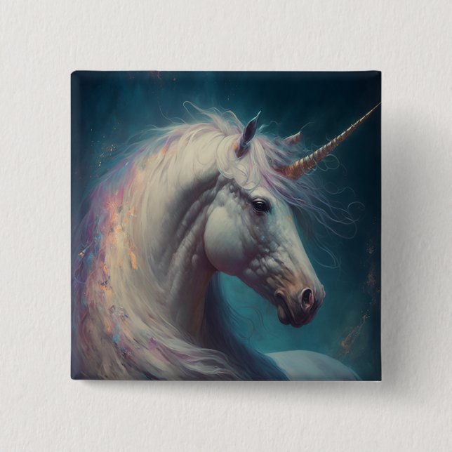 Unicorn Fantasy Art Button Knapp (Framsida)