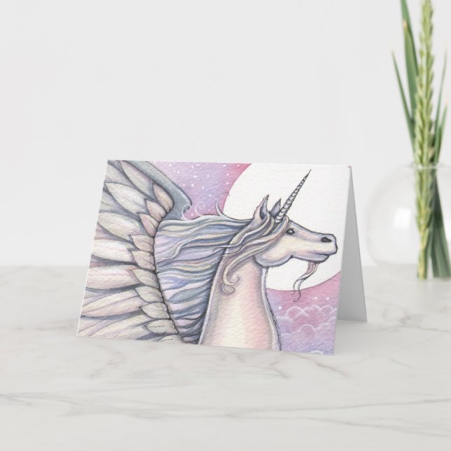 Unicorn Fantasy Art Greeting Card Kort (Framsida)