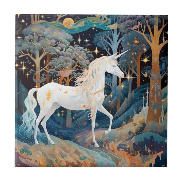 Unicorn Fantasy Art Kakelplatta (Framsidan)