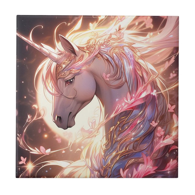 Unicorn Fantasy Art Kakelplatta (Framsidan)