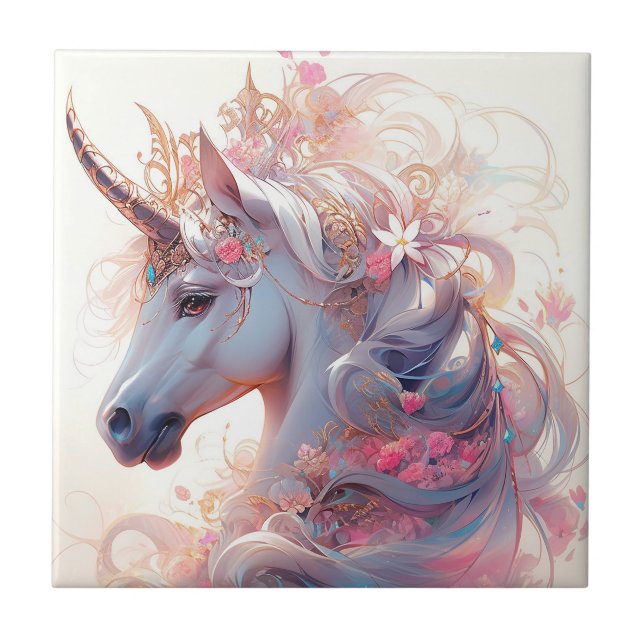 Unicorn Fantasy Art Kakelplatta (Framsidan)