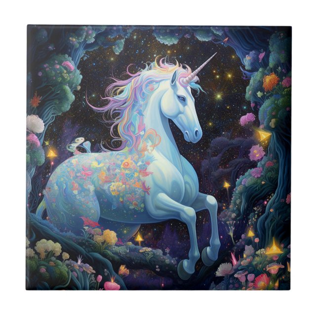 Unicorn Fantasy Art Kakelplatta (Framsidan)