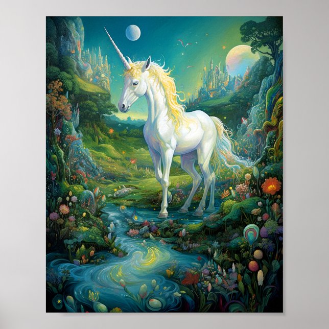 Unicorn Fantasy Art Poster (Framsidan)