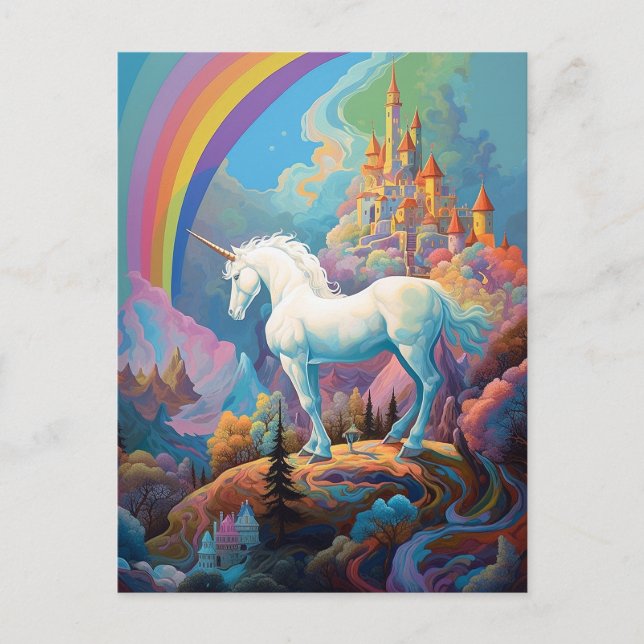 Unicorn Fantasy Art Vykort (Framsida)