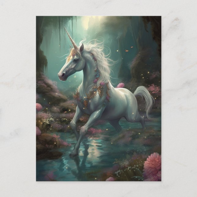 Unicorn Fantasy Art vykort (Framsida)
