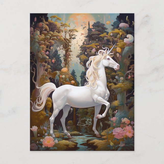 Unicorn Fantasy Art Vykort (Framsida)