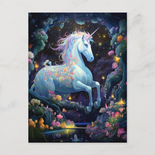 Unicorn Fantasy Art Vykort (Framsida)