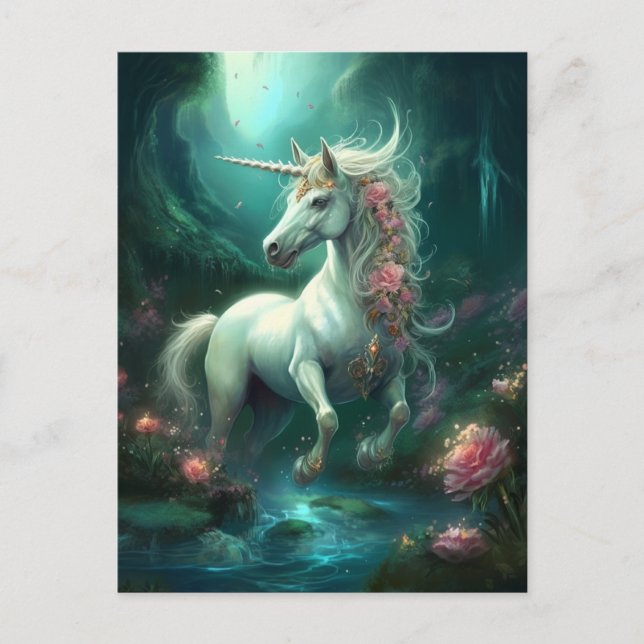 Unicorn Fantasy Art vykort (Framsida)